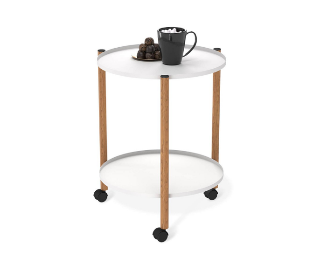 Столик журнальный ,цвет Белый муар/светлый орех