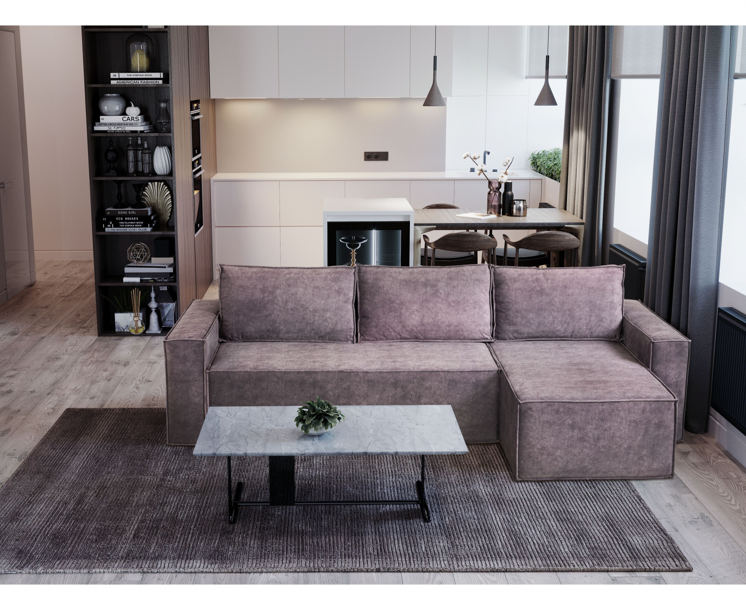 Рио 2 Диван угловой с оттоманкой Shape cotton, 340*115*85см