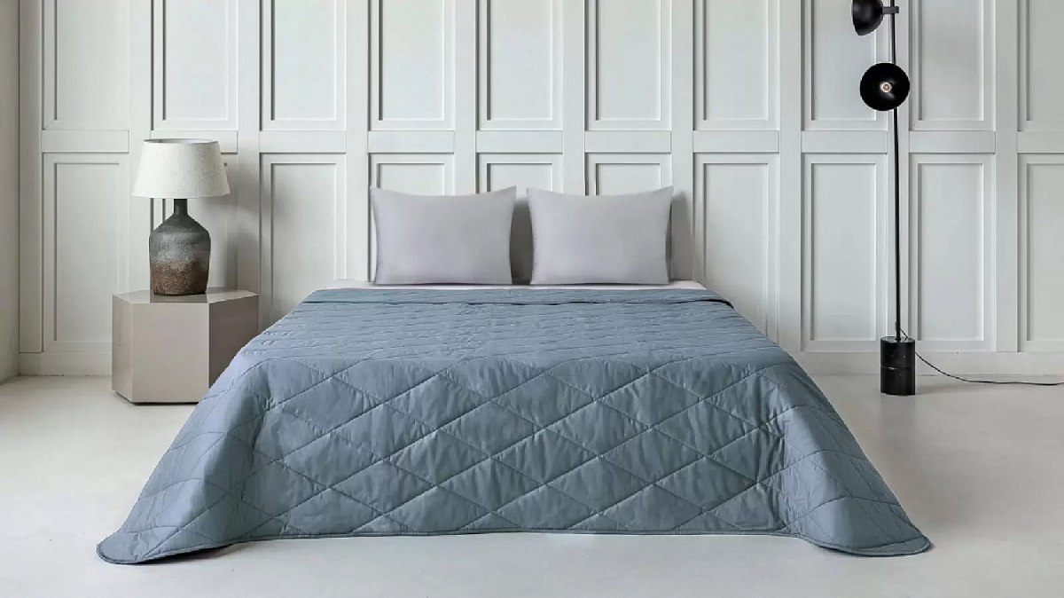 Покрывало Askona Cotton Sateen 220*240 Небесный