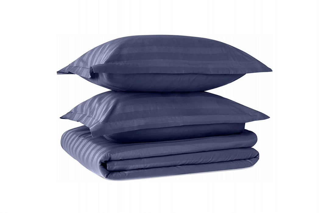 КПБ Askona Comfort Stripe 3*3 (односп) Глубокий синий